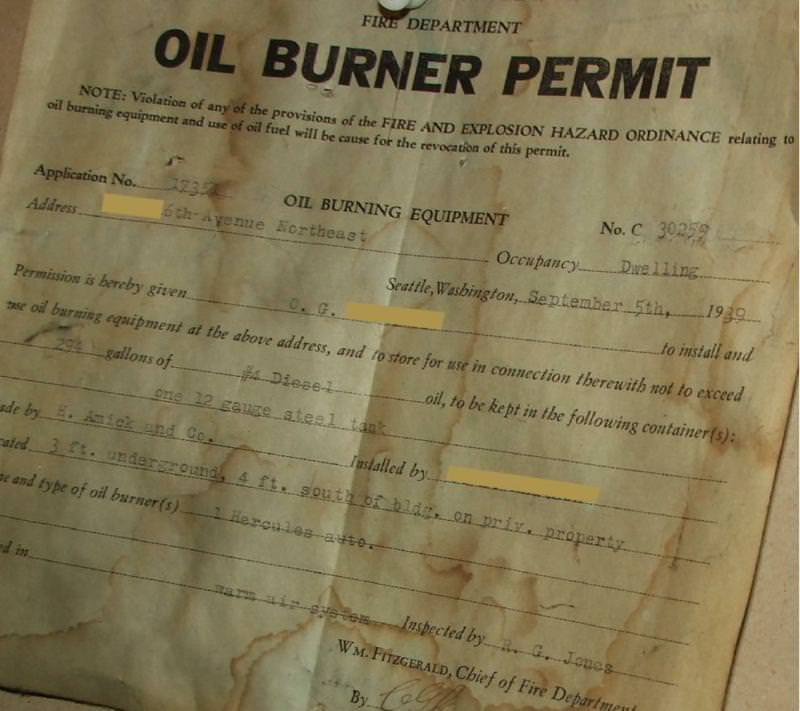 1939 Oil Burner Permit